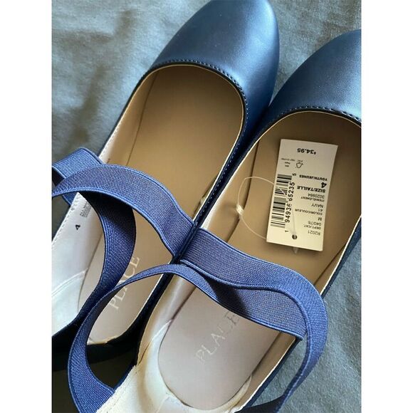 The Children's Place Girls Navy Blue Ballet Flats Elastic Strap - Picture 3 of 4
